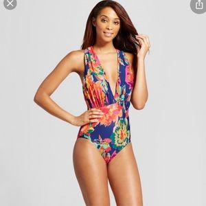 Sea Angel Floral Plunge Swimsuit sz med NWT